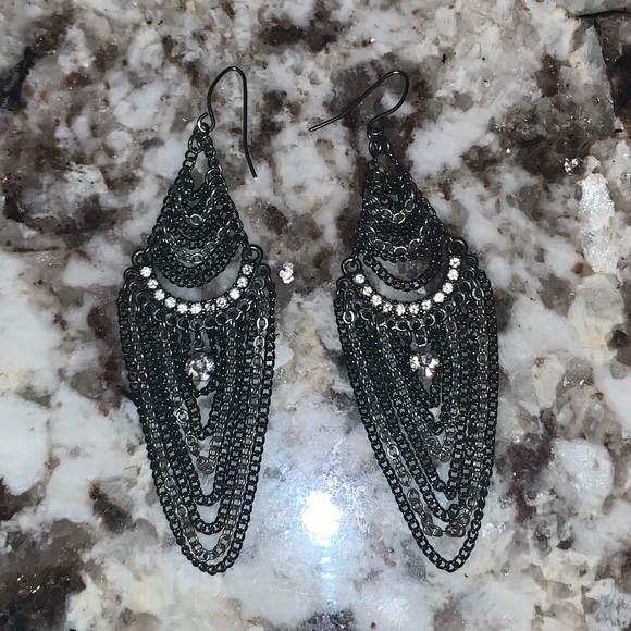 GUESS Black Stainless Steel Chandelier Earrings, 2007 - Picture 3 of 6
